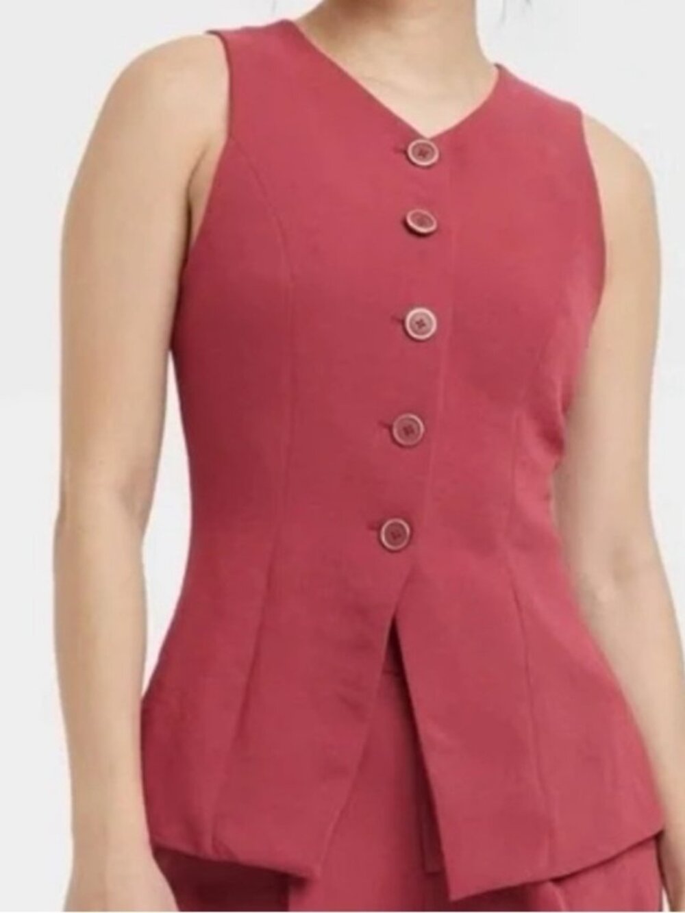 A New Day Burgundy Button-Front Vest, Size L